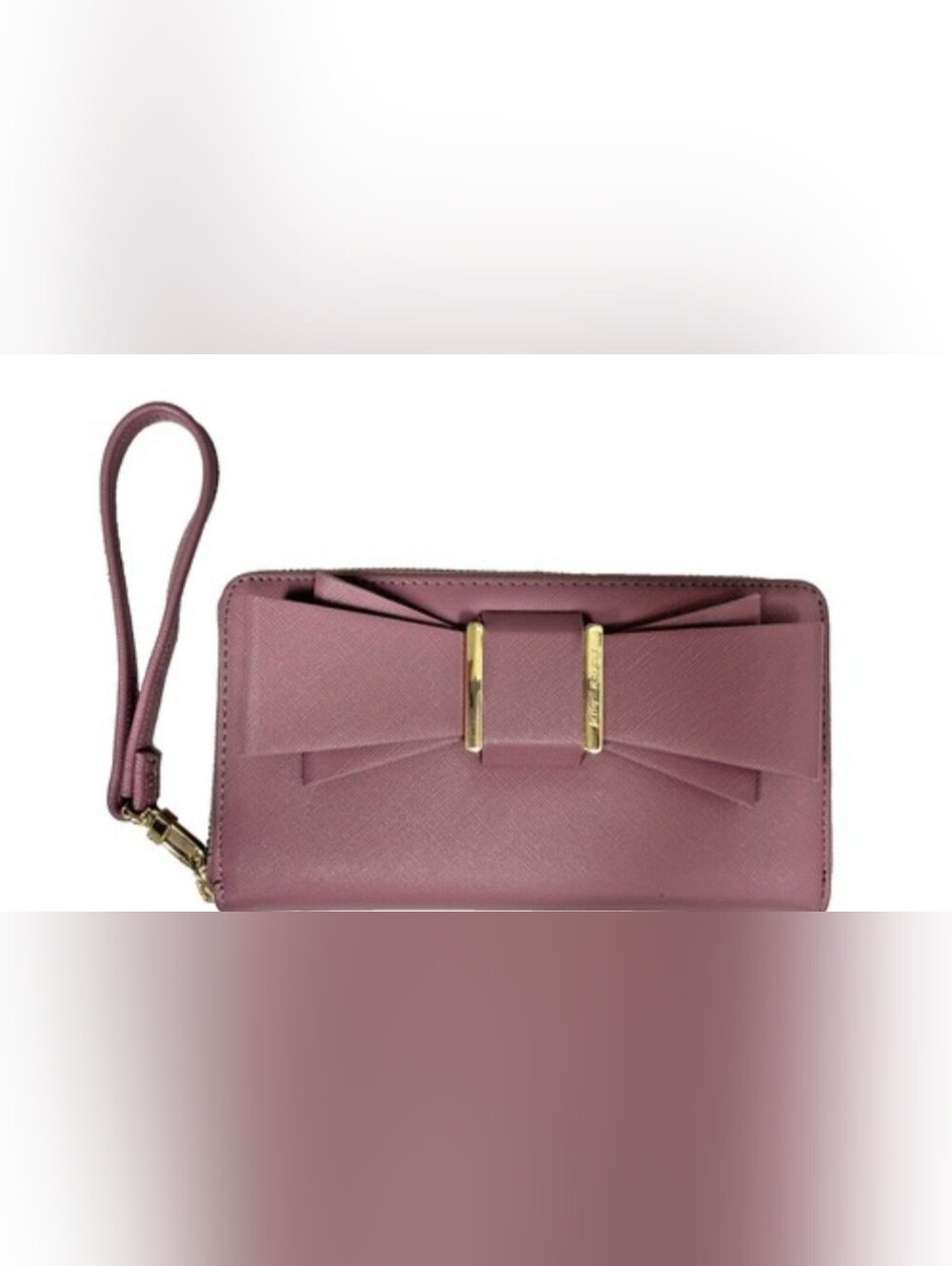 Bow Accent Wristlet Wallet - Dusty Rose - Picture 2 of 6